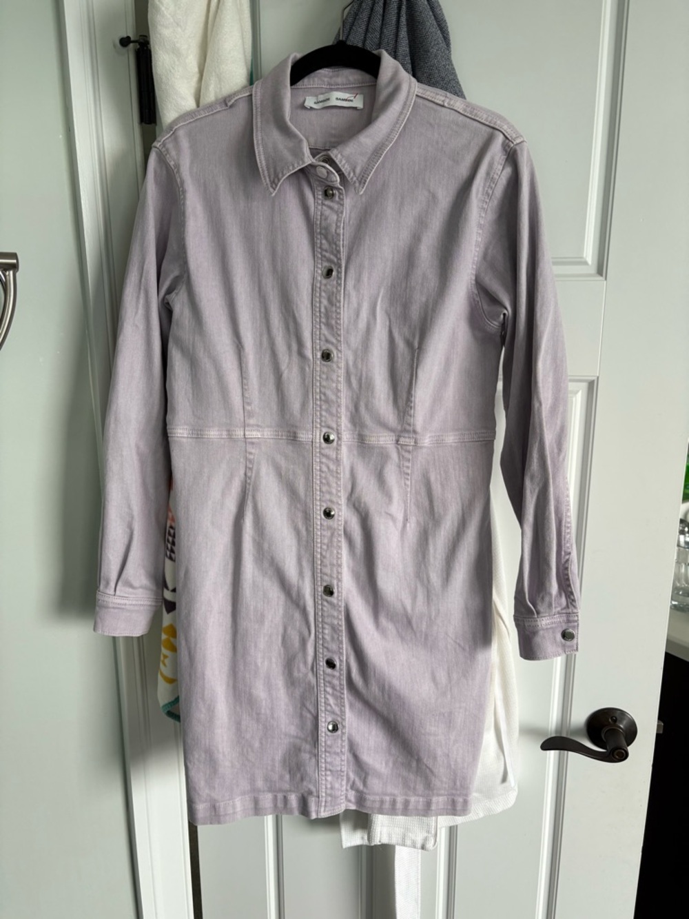 SAMSOE Lilac Button-Front Long Sleeve Dress